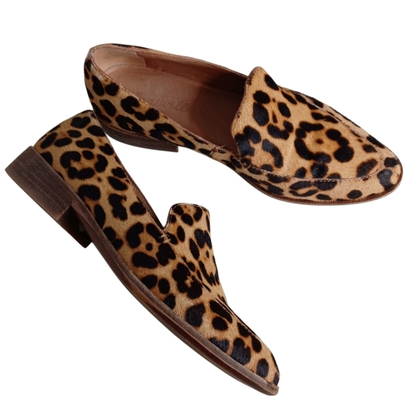 Madewell The Frances Leopard Print Calf Hair Sz 6 1/2” Loafers - Picture 3 of 14
